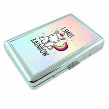 Rainbow Unicorn Em5 Hip Silver Cigarette Case Id Holder Metal Wallet 4&quot; X 2.75&quot;  - £8.66 GBP