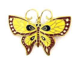 Vintage Mid Century Cloisonné Butterfly Pendant Brooch Pin - £13.96 GBP