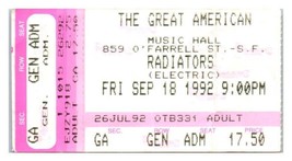 The Radiateurs Concert Ticket Stub Septembre 18 1992 San Francisco - £35.49 GBP