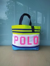 Polo Ralph Lauren Striped Design Canvas Tote Bag $199 WORLDWIDE SHIPPING - £115.99 GBP