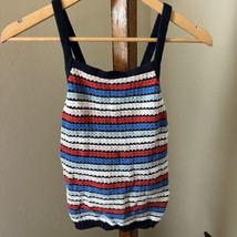 Forever 21 Womens SZ 1X Crochet Tank Crop Top Festival Red White Blue Fo... - £11.07 GBP