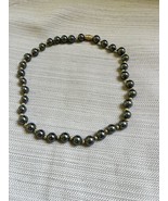 Vintage Hematite Beaded Necklace Gold Spacers Barrel Clasp 19” - £13.35 GBP