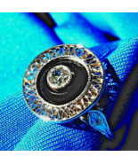 Earth mined Diamond Onyx Deco Engagement Ring Antique Statement Platinum... - $3,748.38 CAD