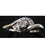 Sterling Silver Diamond Engagement Halo Ring Sz 7.5 Bypass IKS Sapphire ... - $129.99