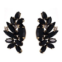 ZHINI New Steampunk Gold Color Black Crystal Stud Earrings for Women Boho Cubic  - £10.67 GBP