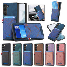 For Samsung S8/S9/S23+S22 S21 S20 S10 A24 A54 Canvas Leather back Silicon Case - £36.30 GBP