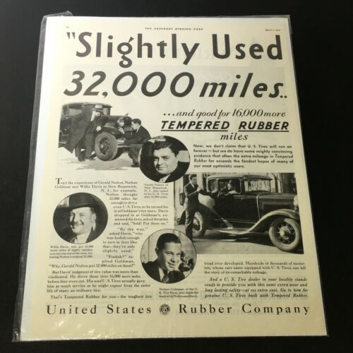 VTG April 7 1934 United States Rubber Company Tempered Rubber Miles Print Ad - $14.20