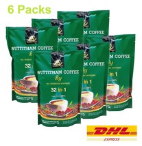 6 x Wuttitham Healthy Instant Coffee 32 in 1 Mixed Herbs Manage Weight C... - $85.97