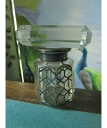 ANTIQUE SILVER OVERLAY GLASS PERFUM BOTTLE WITH STOPPER  - $171.06 CAD