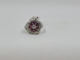 Lab Created Pink and White Sapphire Flower Ring, Sterling Silver - $42.95