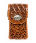 Texas West Western Cowboy Tooled Floral Leather Longhorn Concho Belt Loo... - £17.00 GBP