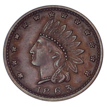 1863 Guerra Civil Token, Indio Cruzado Cañones F-82/351 , Au Estado - £80.40 GBP