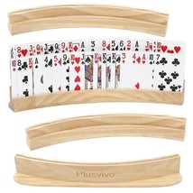 Set Of 4 Curved Playing Cards Holders For Seniors Adults - Soild Wood Cards Hold - £40.99 GBP