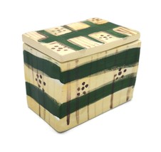 Handmade Ceramic Jewelry Box With Lid Green Hand Painted Pottery Rectang... - $47.95