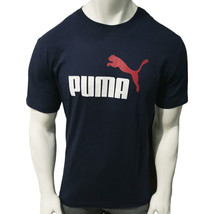Nwt Puma Msrp $42.99 Ess Logo Men&#39;s Navy Blue Crew Neck Short Sleeve T-SHIRT L - £15.09 GBP