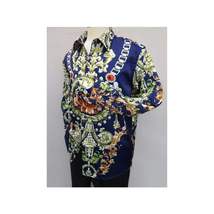Men Oscar Banks Turkey Shirt Satin Entertainer Performer 6335-04 navy Floral image 9