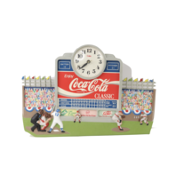 Vintage 90s Coca Cola Company Spell Out Baseball Hanging Wall Clock Man Cave - £95.50 GBP