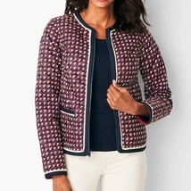 Talbots ladies navy red reversible quilted full zip hip pockets jacket M... - $33.70