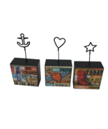 Set of 3 Box Signs Western Nautical Inspirational Metal Accent heart sta... - £9.31 GBP