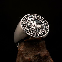 Perfect crafted Mens Crusader Ring black Knights Templar Seal - Sterling Silver  - £58.52 GBP
