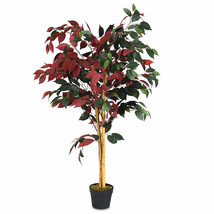 4-Feet Artificial Capensia Bush Red/Green Leaves Indoor-Outdoor Home Dcor - £68.79 GBP