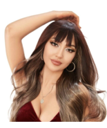 Brown Mixed Blonde Highlights Wigs with Bangs 12 Inch Wig Fanshion Daily... - £15.16 GBP