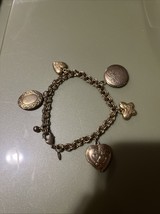 VINTAGE ESTATE JEWELRY SIGNED AVON CHARM LOCKET BRACELET HEARTS BUTTERFL... - $409.90 MXN