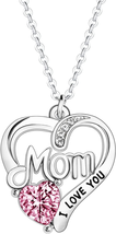 Mother Day Gift for Mom, I Love You Mom Gifts Dainty Love Heart Necklace Mom Nec - £17.23 GBP