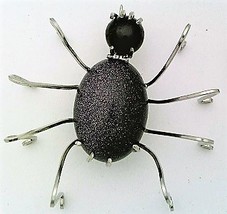 Blue Gold Stone Spider Stainless Steel Wire Wrap Brooch 10 - $26.00