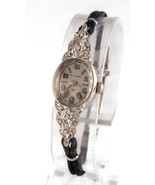 Bulova 14k Oro Bianco Donna Abito Orologio W/Diamante Accenti Nero Cavo - $1,216.22 CAD