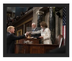 President Donald Trump Shaking Hands With Nancy Pelosi 8X10 Framed Photo - £19.29 GBP