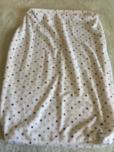 Carters Boys White Blue Brown Green Polka Dots Fleece Diaper Changing Pa... - $7.35