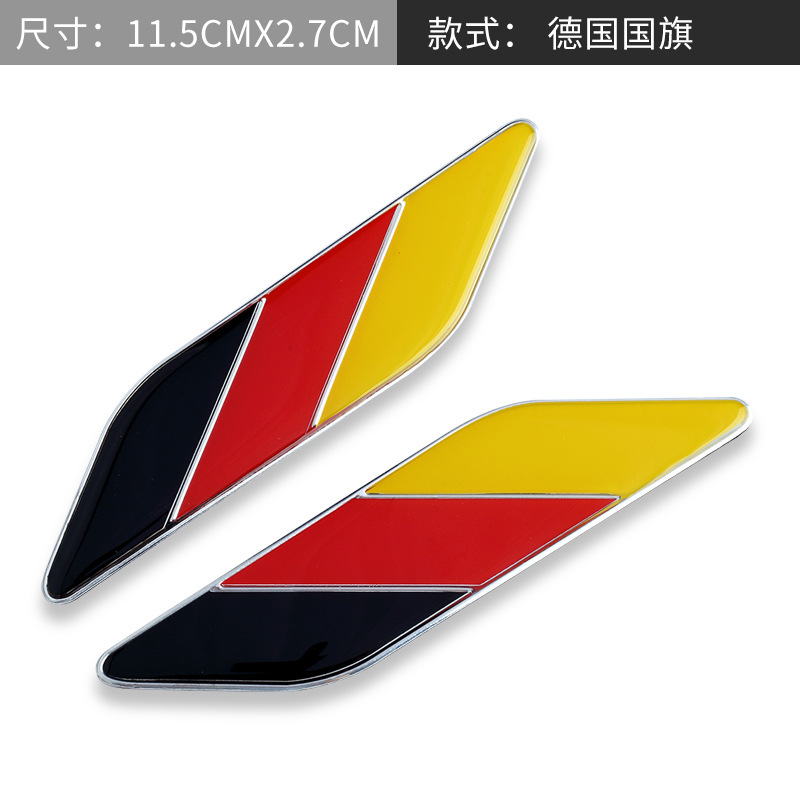 Car Decoration Flag Fender Car Logo Germany France Italy Usa Metal Bumper Sticke