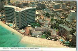 Birds Eye View of the Sheraton Hotels on Waikiki Beach Hawaii Postcard - £5.77 GBP