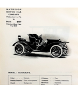 1908 Matheson Motor Co Roundabout Print Catalog Advertisement Automobili... - $42.12 CAD