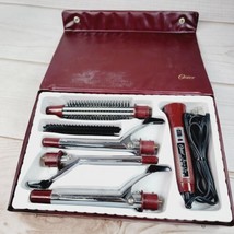 Vintage 1983 Oster Curling Iron Brush Set 4 In 1 with Case 389-07A Tested - £14.14 GBP