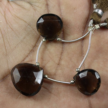 Smoky Quartz Faceted Heart Beads Briolete Natural Loose Gemstone Making ... - £6.99 GBP