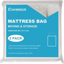 [2-Pack] Mattress Bag For Moving, Mattress Storage Bag, 4 Mil, 76 X 96 Inch. - £27.53 GBP