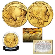 2022 24K Gold Plated $50 AMERICAN GOLD BUFFALO Indian Head TRIBUTE Coin - $12.16