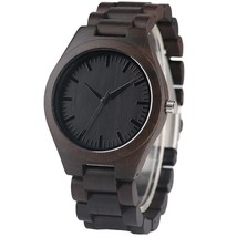 Wooden Watch Handmade Quartz Watches Wooden Watchbad Bracelet Clasp Gifts-Black - £37.44 GBP