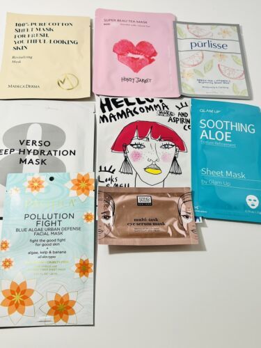 8x Sheet Mask Facial Lot/Set, Purlisse, Glam Up, Pacifica, Verso, Erno Laszlo #C - $11.50