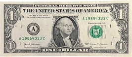 $1 One Dollar Bill 19854333 birthday anniversary April 3 or March 4, 1985 - $9.99