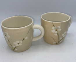 Blossom by ROYAL STAFFORD Radio B330 Set of 2 mugs Orchid Stems On Tan/Taupe - £11.84 GBP