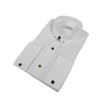Men CEREMONIA Formal Tux Cotton Shirt Slim Fit Turkey #JD 13 White Collar Bar image 3