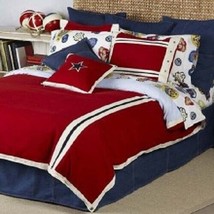 Tommy Hilfiger American Classic Red 4P Queen duvet Cover Shams Pillow - £162.46 GBP
