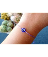 Greek EVIL EYE bracelet Purple adjustable string bracelet for Women Men ... - $5.50