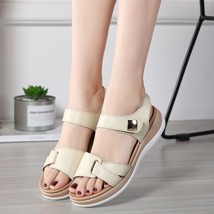 Women Female Ladies Mother Leather Shoes Sandals Flats Soft Hook Loop Korean Bli - £31.96 GBP