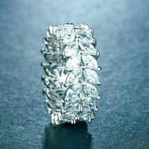 5.40Ct Marquise Simulated Diamond Wedding Eternity Band Ring 925 Sterling Silver - £98.91 GBP