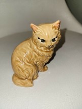 Vintage Cat yellow brown glazed Figurine - £9.53 GBP