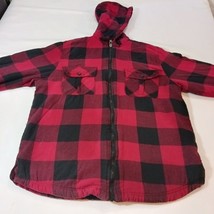 UG Urgent Gear Men's L Red & Black Cotton Blend Flannel Hoodie Full Zip Jacket image 9
